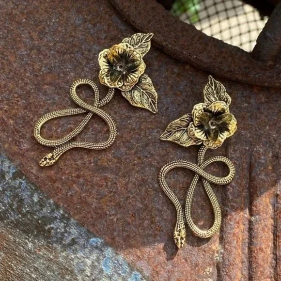 NEW Serpent & Roses Statement Earrings - Picture 7 of 11